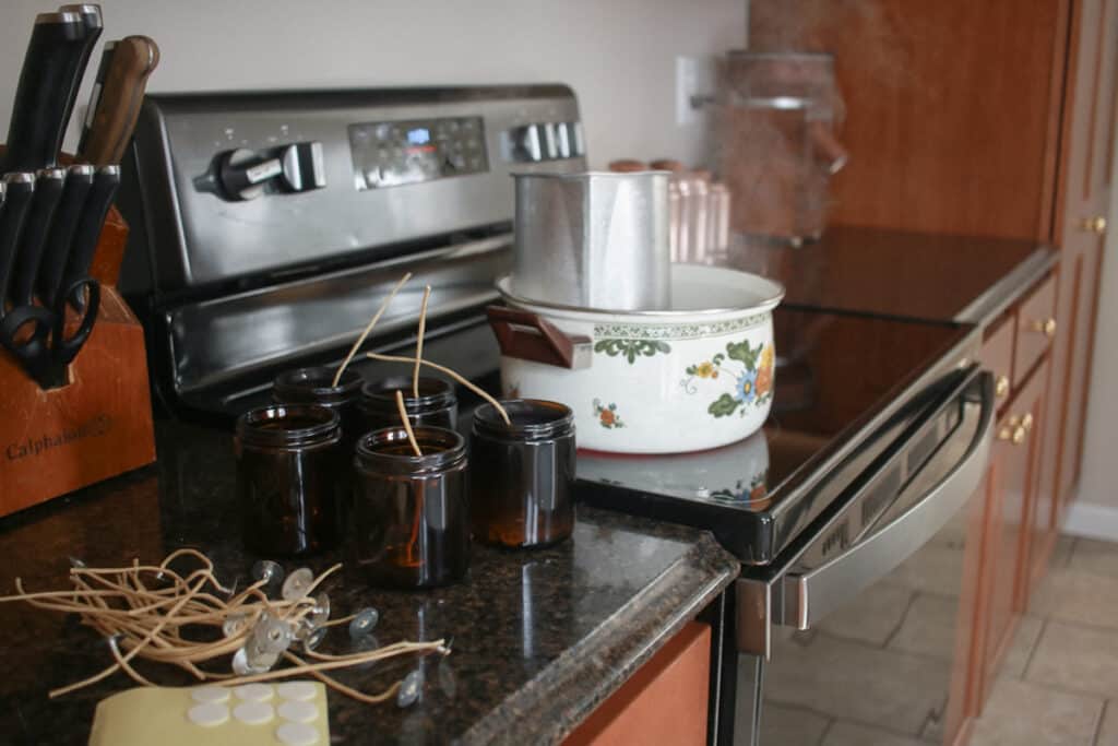Double boiler candle making on stove top